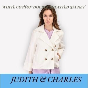 JUDITH‎ & CHARLES WHITE COTTON DOUBLE BREASTED SHORT JACKET sz 0